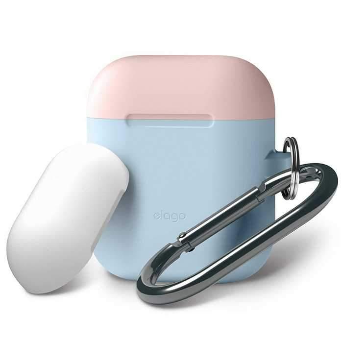 elago duo hang case for airpods body pastel blue top pinkwhite