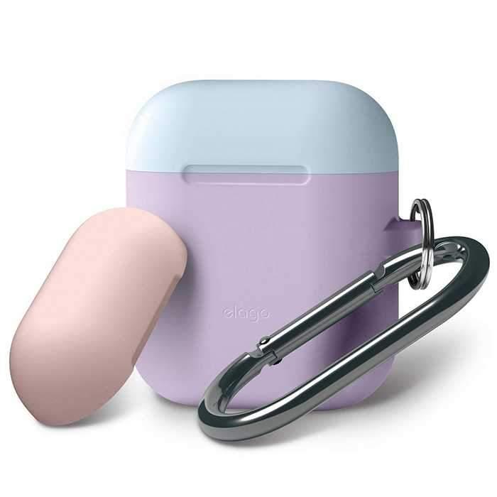 elago duo hang case for airpods body lavender top pinkpastel blue