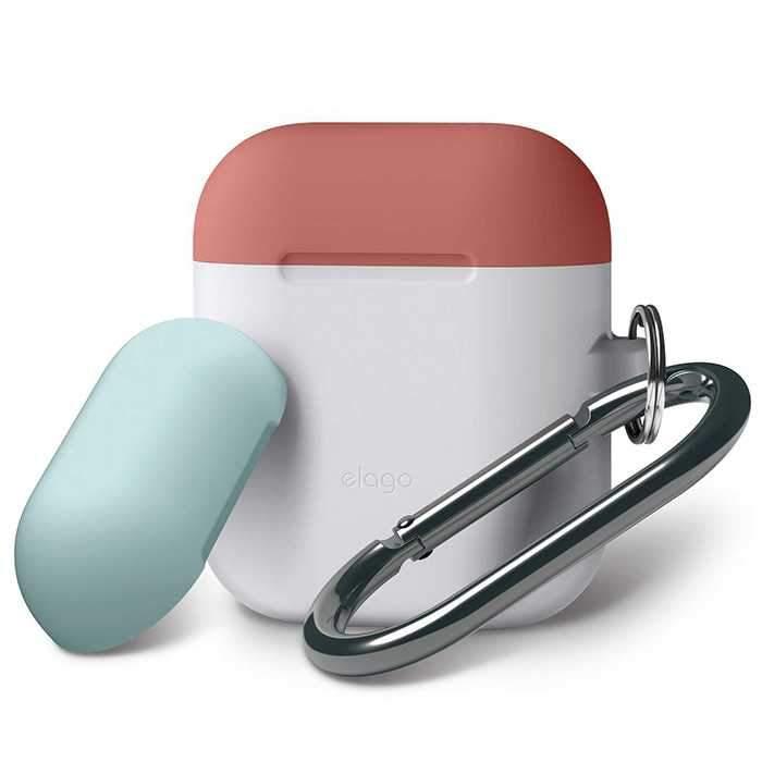 elago duo hang case for airpods body night glow top italian rosecoral blue