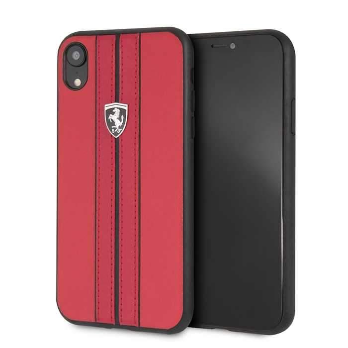 ferrari urban off track pu leather hard case for iphone xr red