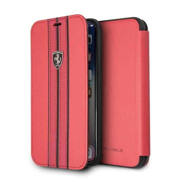 ferrari urban off track leather book type case for iphone x red