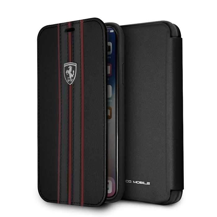 ferrari urban off track leather book type case for iphone x black