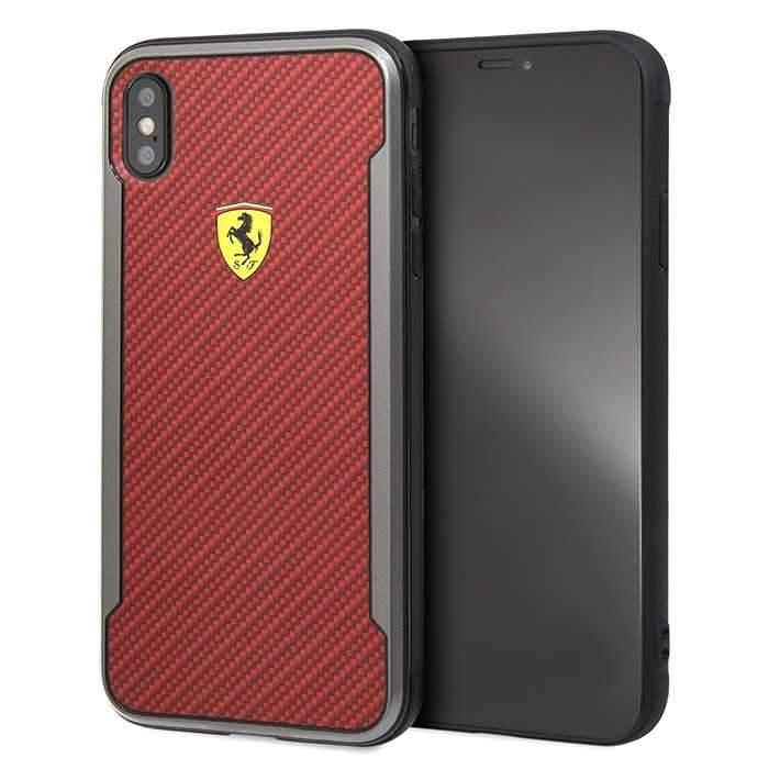 ferrari on track hard case with carbon effect for iphone xs max red