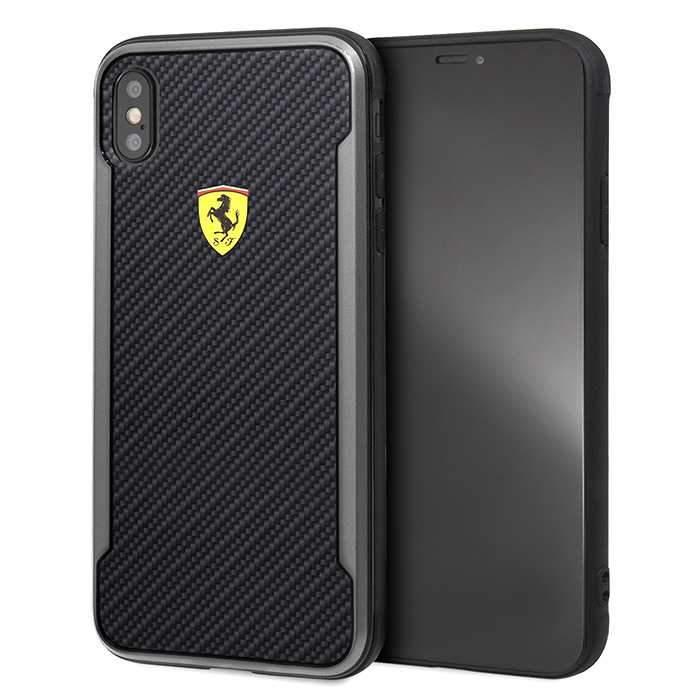 ferrari on track hard case with carbon effect for iphone xs max black