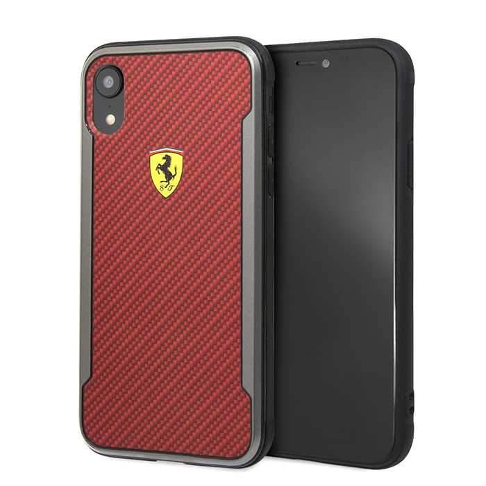 ferrari on track hard case with carbon effect for iphone xr red