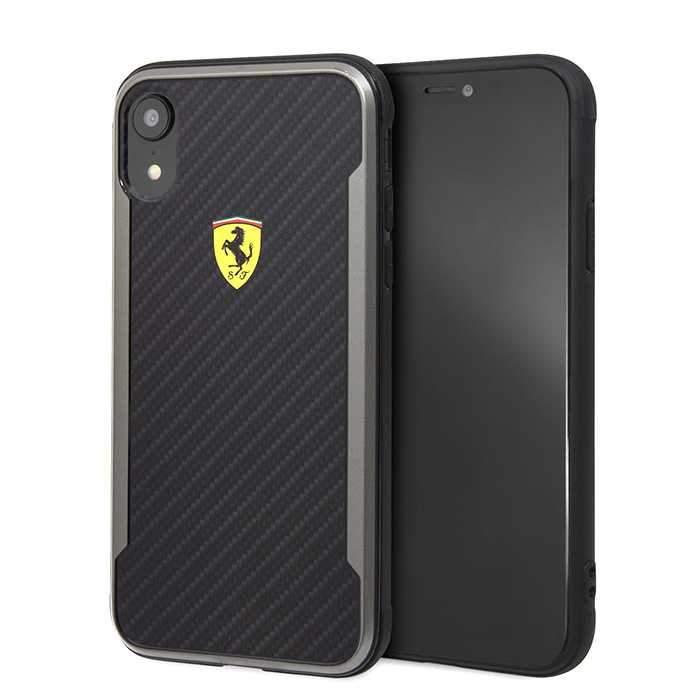 ferrari on track hard case with carbon effect for iphone xr black
