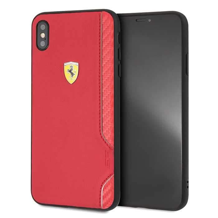 ferrari on track pu rubber hard case for iphone xs max red