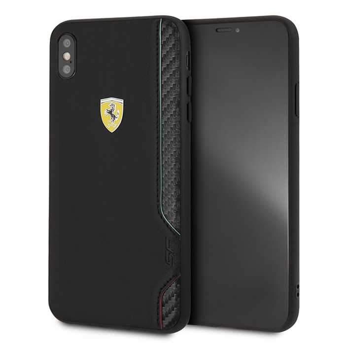 ferrari on track pu rubber hard case for iphone xs max black