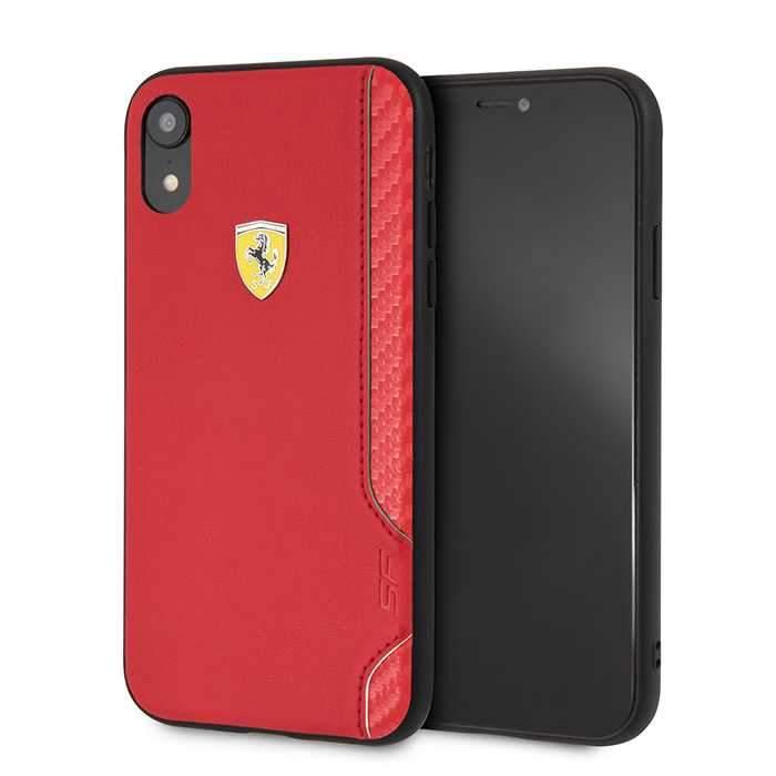 ferrari on track pu rubber hard case for iphone xr red