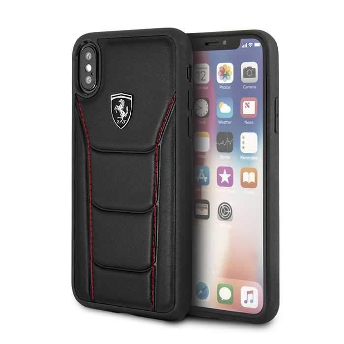 Ferrari Heritage 488 Genuine Leather Hard Case for iPhone X Black