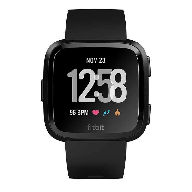 سوار المعصم الرياضيVersa مع متتبع ضربات القلب من Fitbit - أسود (مقاس S/L)