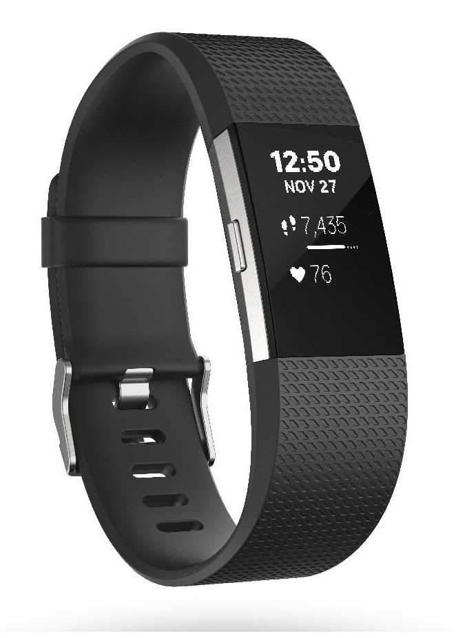سوار المعصم الرياضي Charge 2 مع متتبع ضربات القلب من Fitbit - أسود (مقاس L)