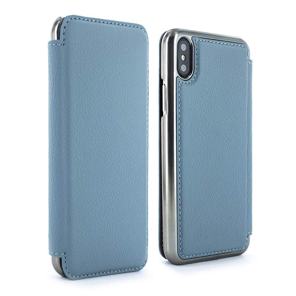 greenwich blake premium quality folio with card slot for apple iphone xs max electroplated tahiti blue