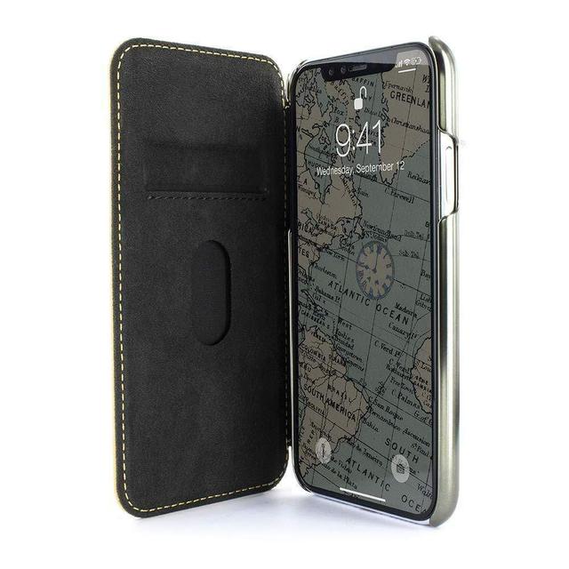 كفر ايفون XS/X مع جيب - أصفر GREENWICH - BLAKE Premium Quality Folio with Card Slot for iPhone XS Max - SW1hZ2U6MjUzMjQ=