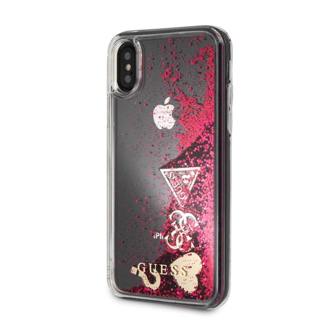 Guess "Hearts" Glitter Hard Case for iPhone X - Raspberry - SW1hZ2U6MTMxNTg=