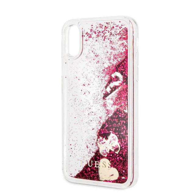 Guess "Hearts" Glitter Hard Case for iPhone X - Raspberry - SW1hZ2U6MTMxNjA=