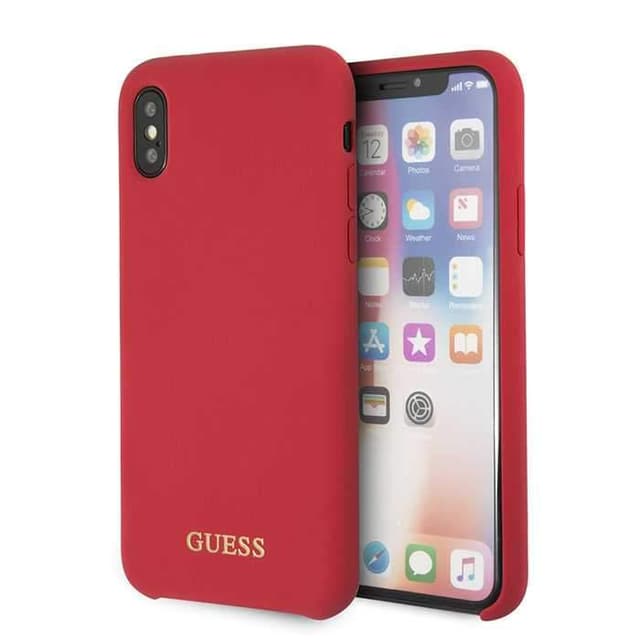 جراب جوال ايفون اكس سيليكون بلون احمر من جيس  Guess Siliicone Case for Apple iPhone X Red