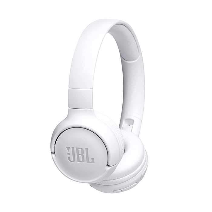 سماعات رأس لاسلكية مع ميكروفون t500 من jbl - أبيض