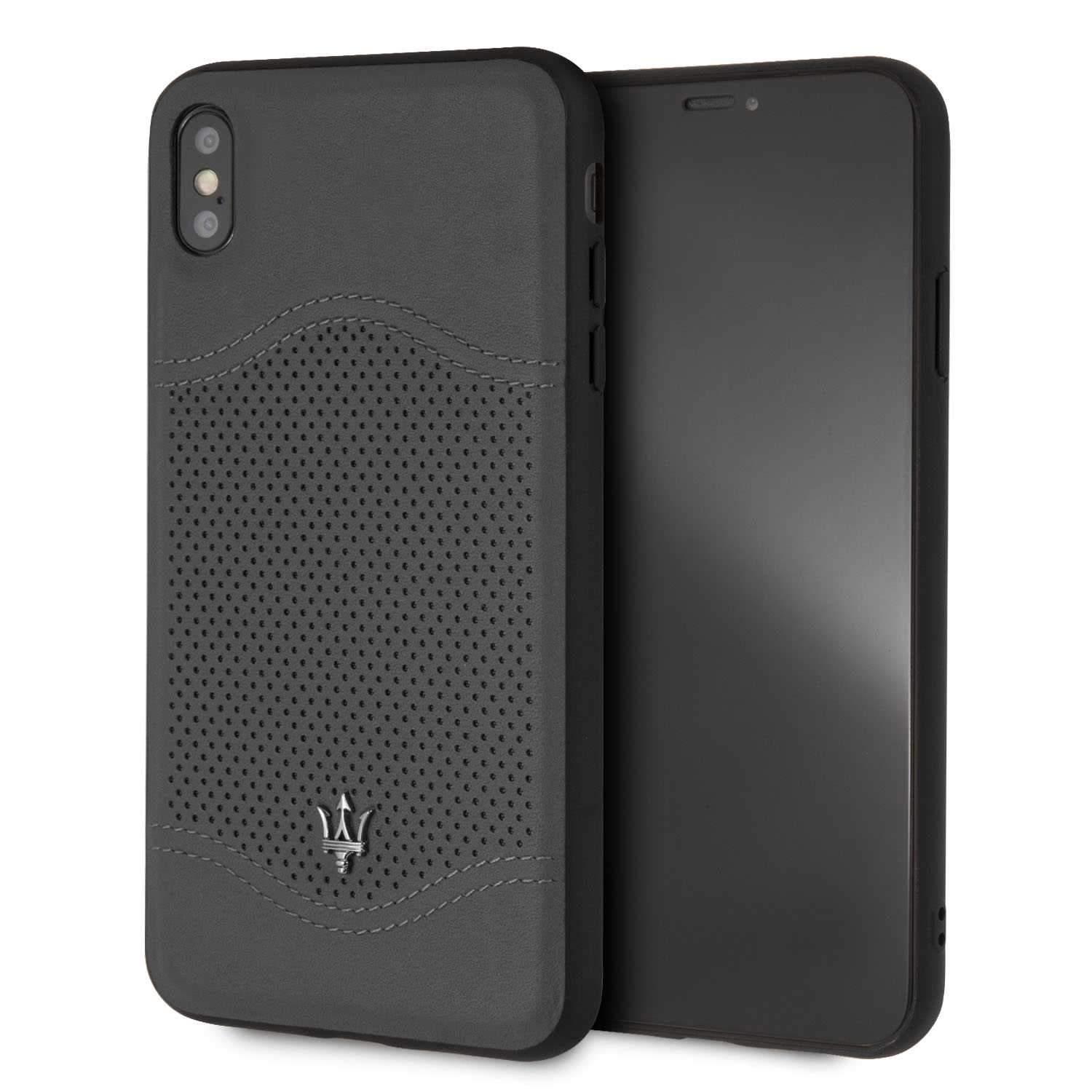 maserati granlusso genuine leather hard case for iphone xs max dark gray