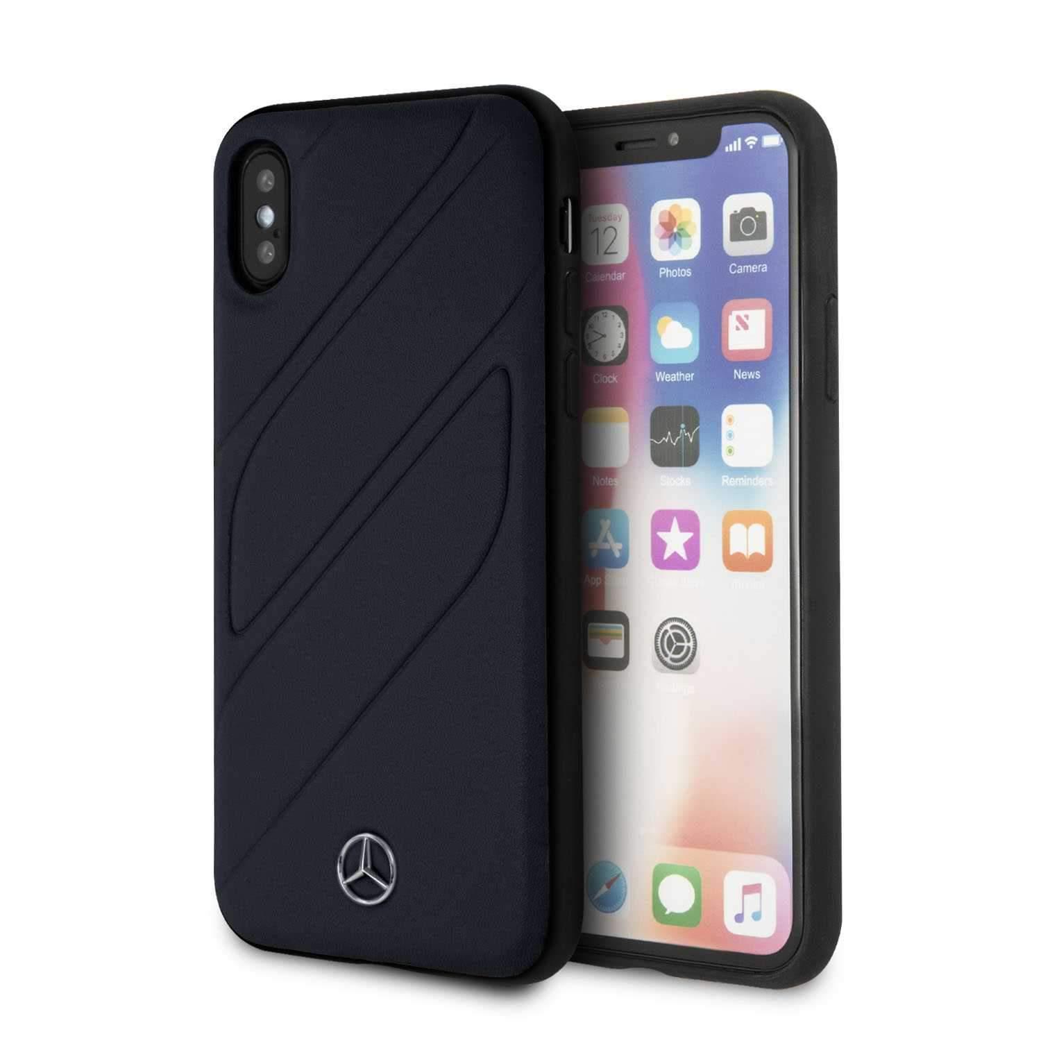 Mercedes-Benz mercedes benz new organic i genuine leather hard case for iphone x navy