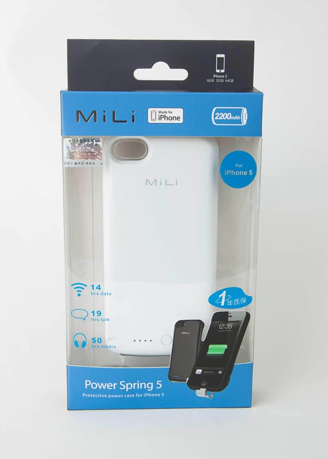 غطاء بطارية احتياطي باور سبرينغ 5 و بسعة 2200 ميللي أمبير و بلون الأبيض من ميلي MiLi Power Spring 5 back-up battery cover 2200mAh White