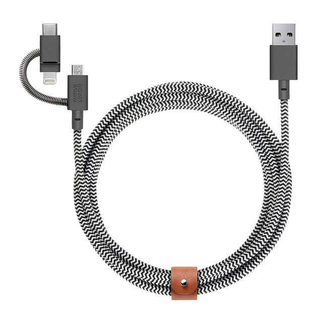 وصلة تحويل من USB الى Micro USB و Lighting و USB C - رمادي NATIVE UNION Belt Cable Universal - SW1hZ2U6MjMwMjA=