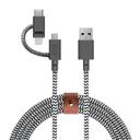 وصلة تحويل من USB الى Micro USB و Lighting و USB C - رمادي NATIVE UNION Belt Cable Universal - SW1hZ2U6MjMwMjI=