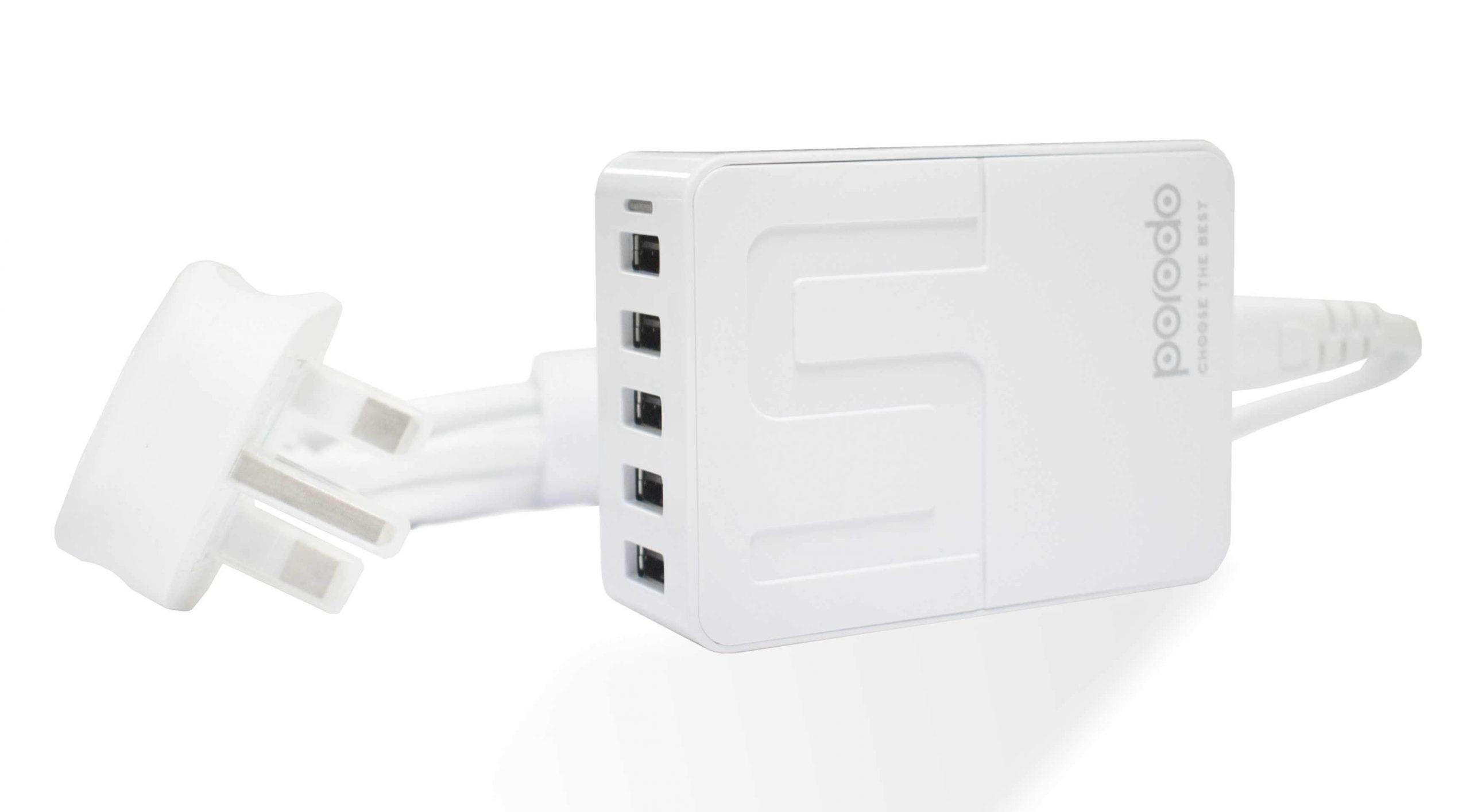 porodo 5 ports uk charger white