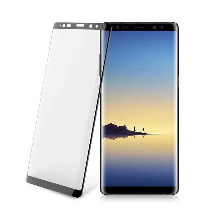 شاشة حماية زجاجية كاملة التغطية سمك 0.33 ملم لسامسونج جالكسي Note 8 من Porodo - أسود