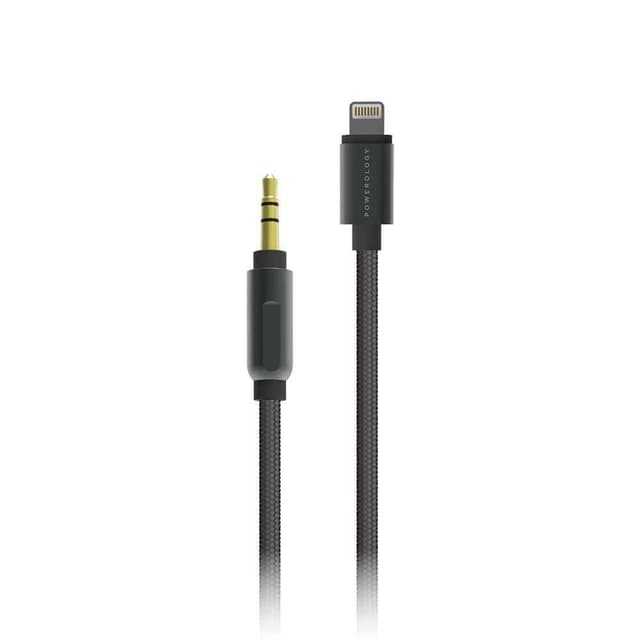 كابل مجدول Powerology Aluminum Braided Lightning to 3.5mm AUX Cable 1.2M - رمادي