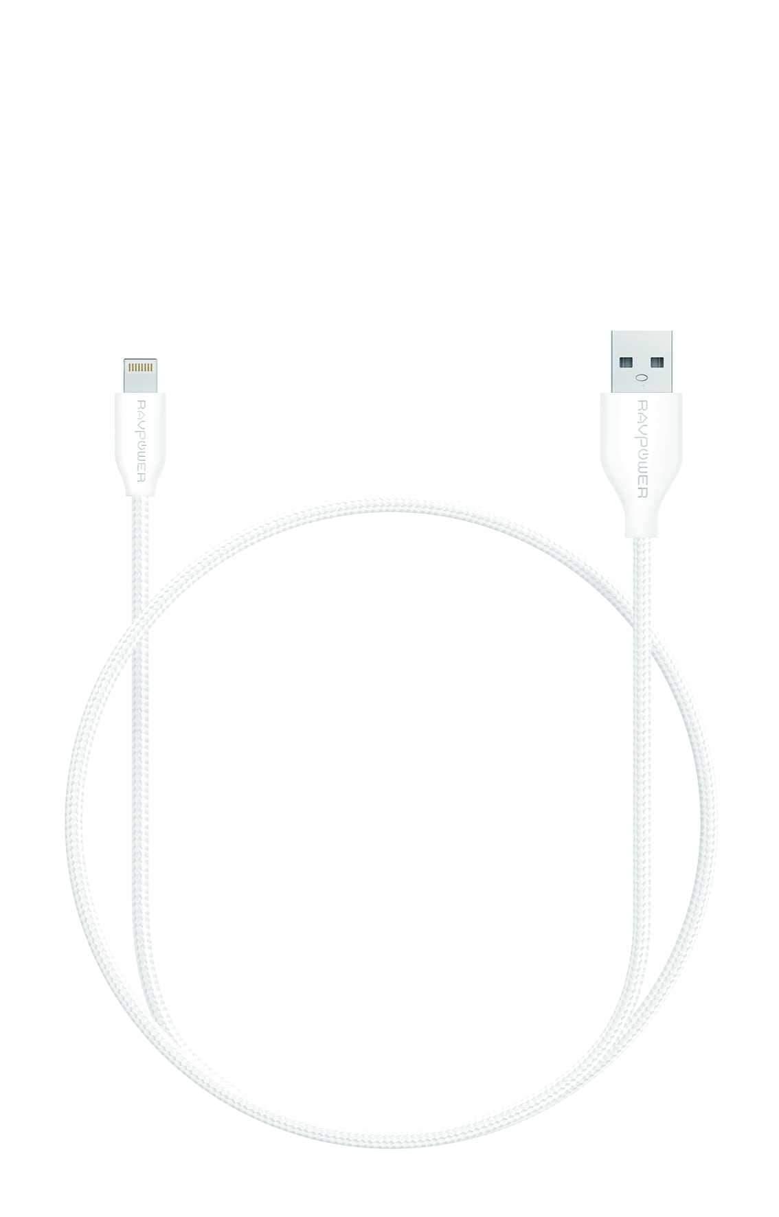 ravpower kevlar braided lightning cable 3ft0 9m white