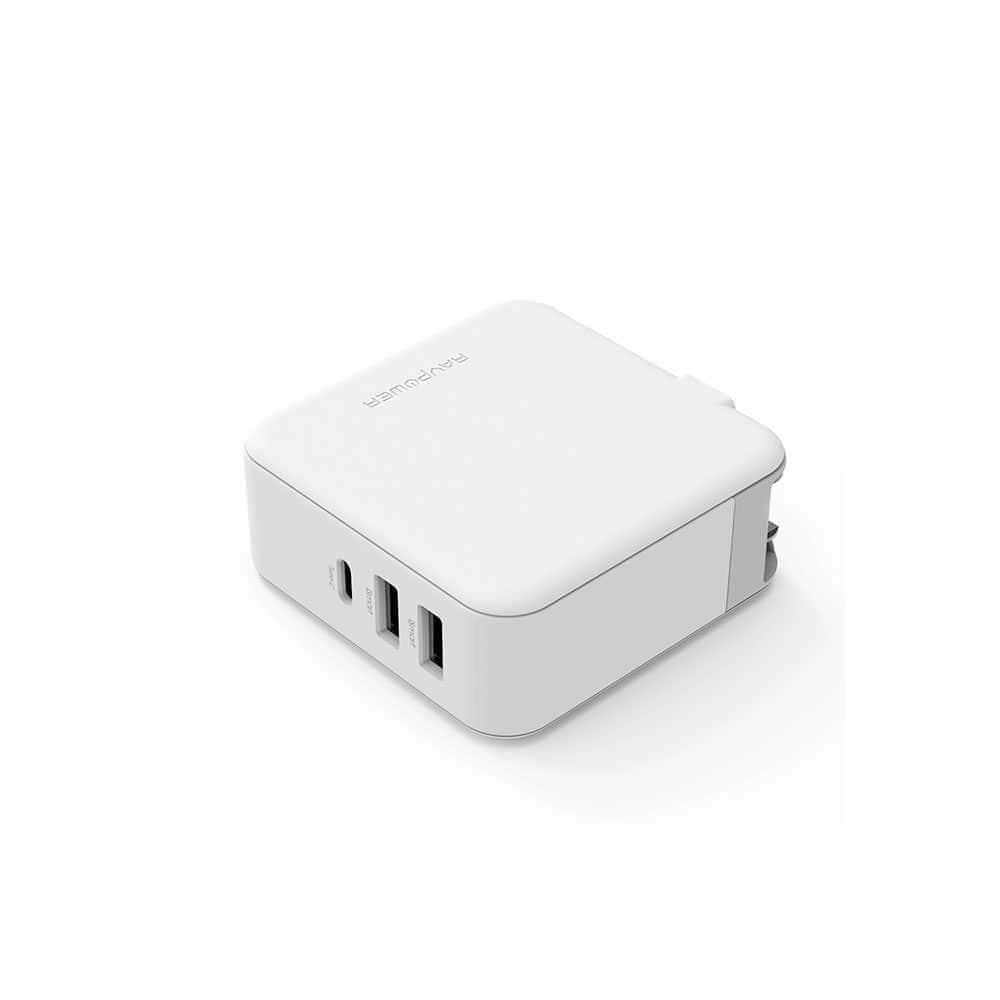 ravpower 3 port usb pd wall charger 65w qc3 0 uk white