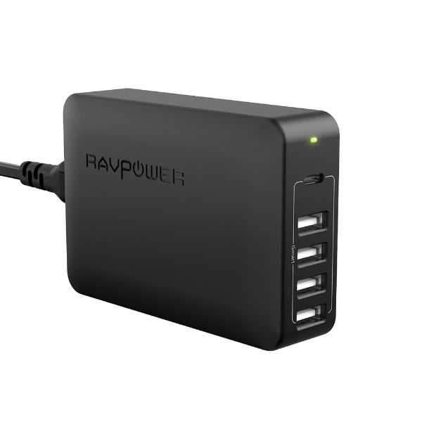 ravpower 5 ports usb desktop charger with usb c pd 60w black