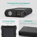 راڤ باور -  شاحن متنقل بالطاقة الشمسية بقوة 25000mAh - اسود