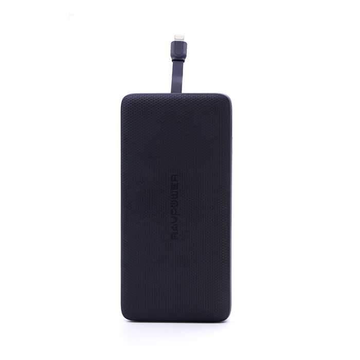 ravpower blade series portable power bank 10000mah with built in lightning cable black