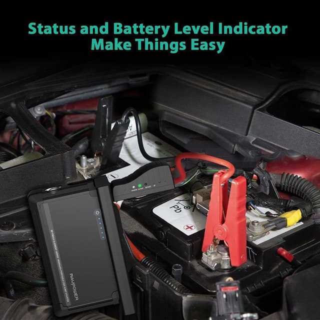 شاحن و وصلة تشغيل بطارية السيارة ايليمنت كار من راڤ باور سعة 18 آلاف ميلي امبير - اسود