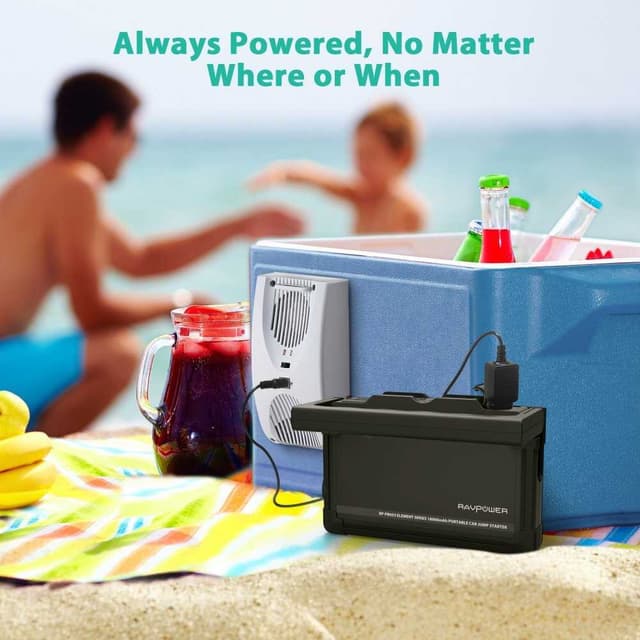 شاحن و وصلة تشغيل بطارية السيارة ايليمنت كار من راڤ باور سعة 18 آلاف ميلي امبير - اسود