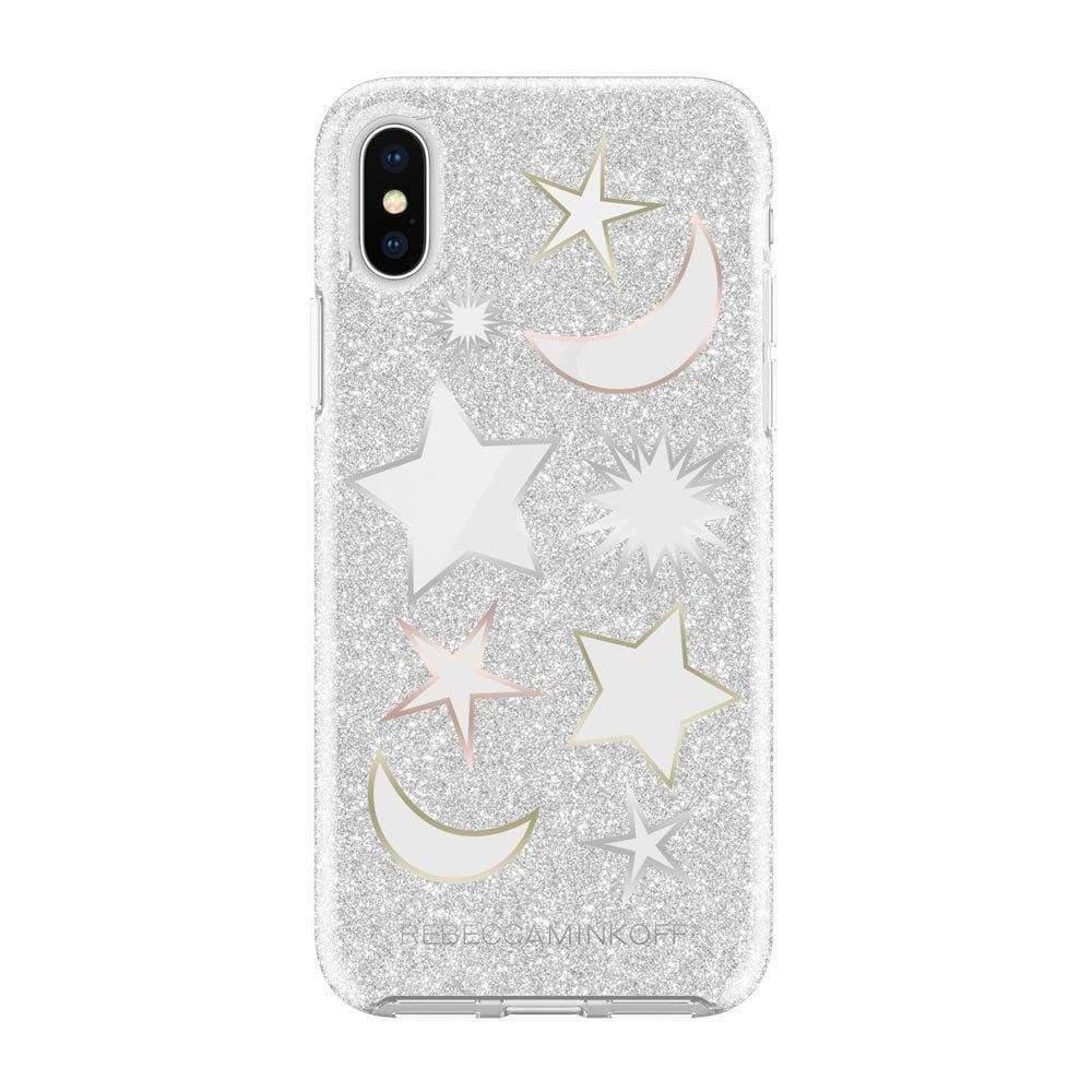 rebecca minkoff double protection case gitter galaxy silver glitter clear multi metallic foil for iphone xs x
