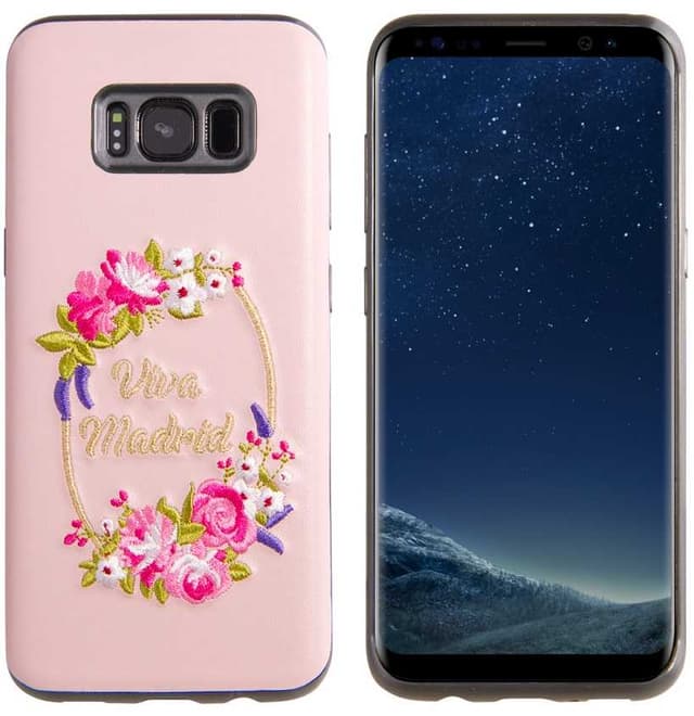 viva madrid fleur back case for galaxy s8 plus pink
