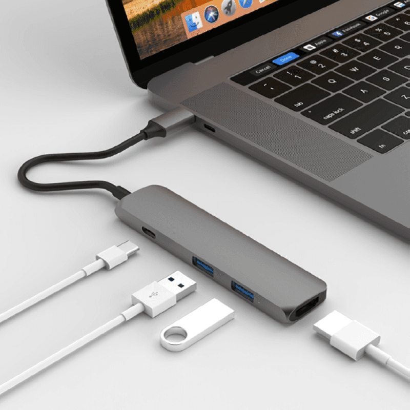 Addicted AD001FO USB-C 2.0 / 2XUSB 3.0 / 4K HDMI 4 Hub Grey