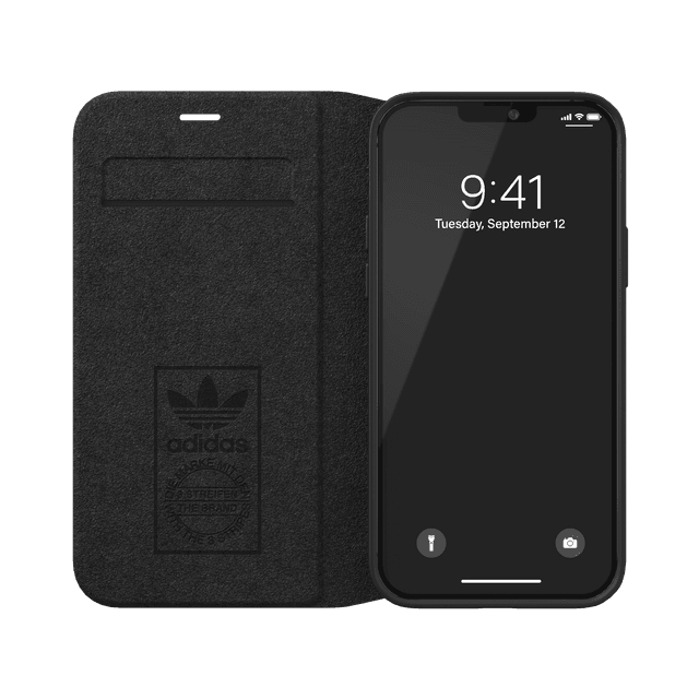 كفر دفتر آيفون 12/ 12 برو SAMBA Apple iPhone Folio Case - أبيض/ أسود