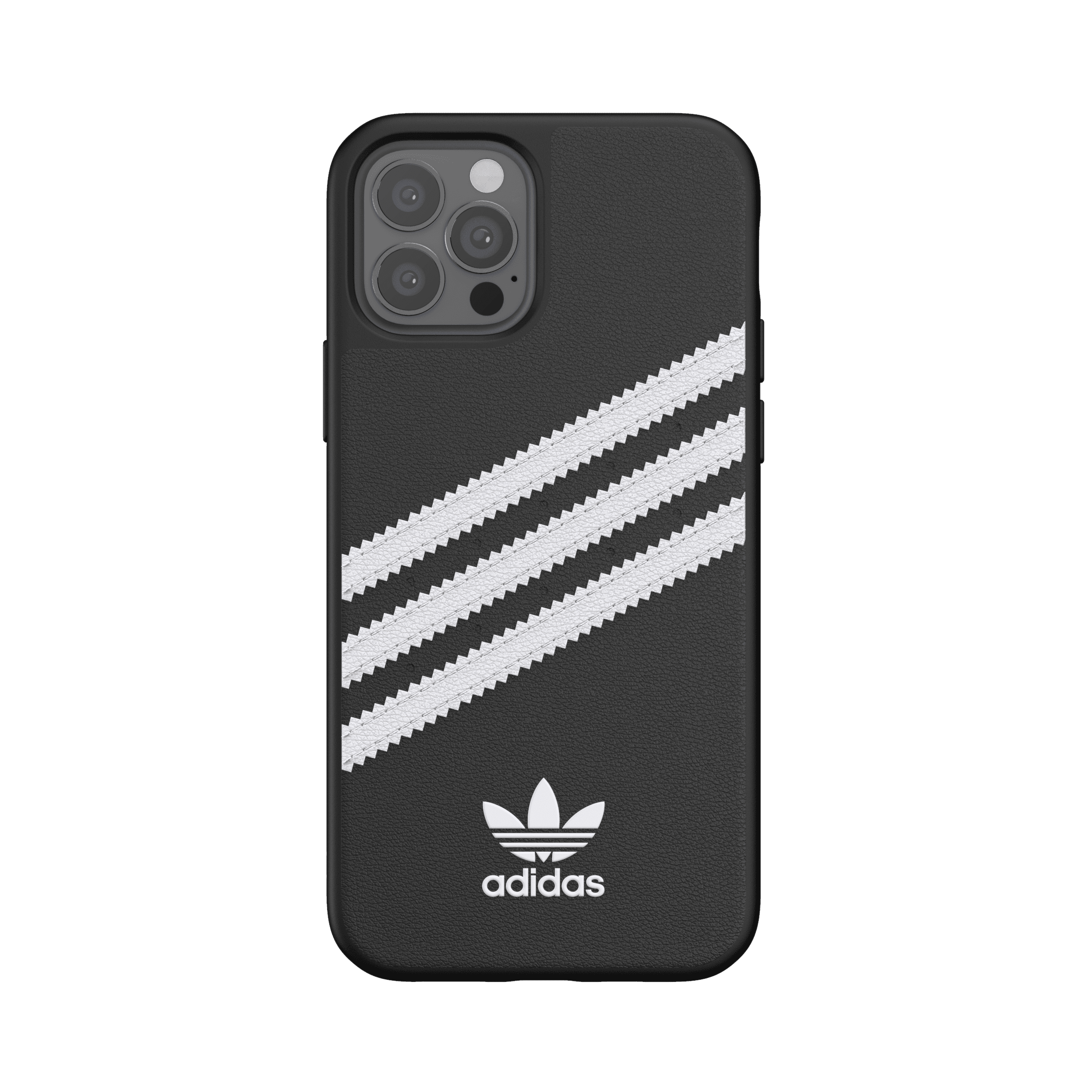 adidas samba apple iphone 12 12 pro moulded case back cover w 3 stripes trefoil design scratch drop protection w tpu bumper wireless charging compatible black white