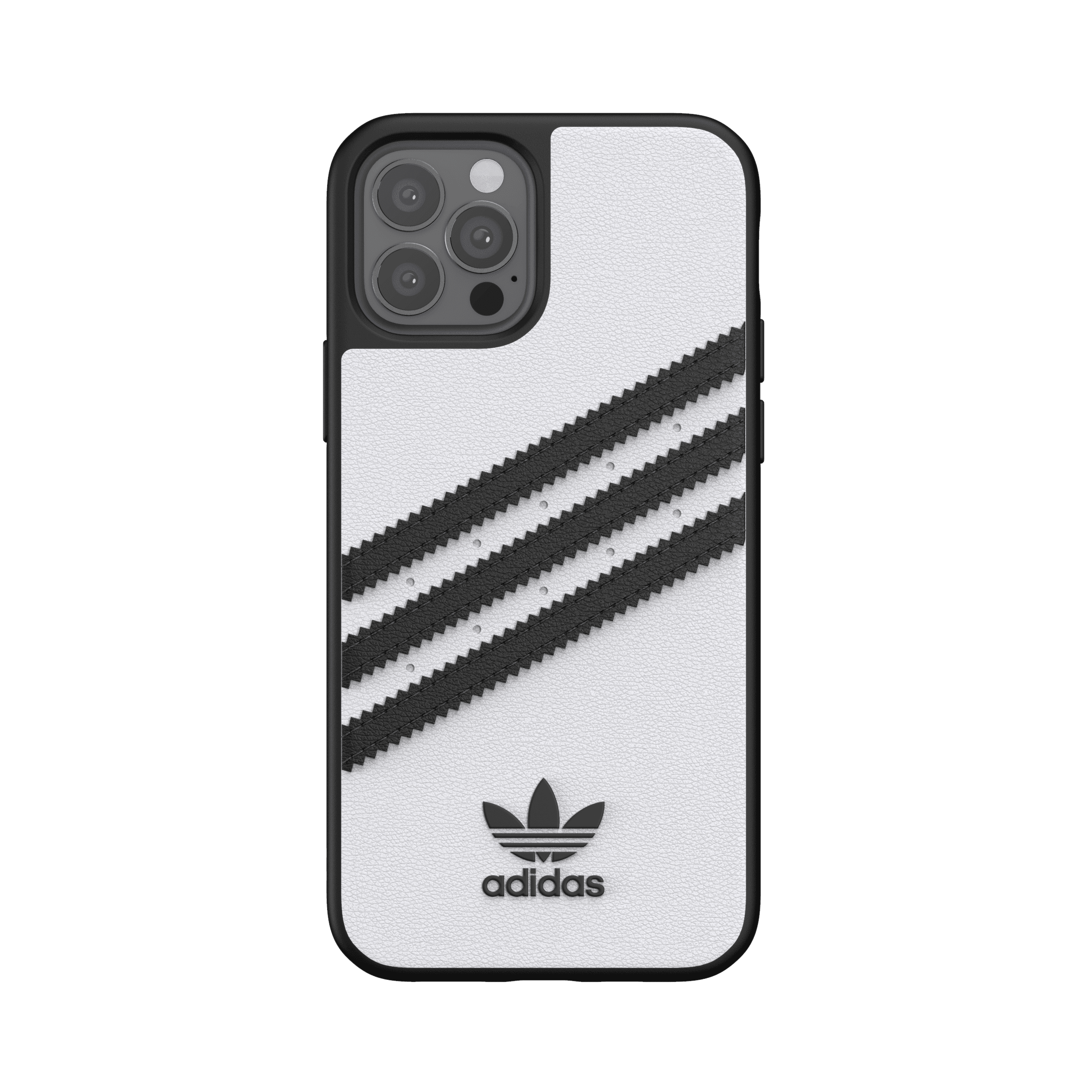 adidas samba apple iphone 12 12 pro moulded case back cover w 3 stripes trefoil design scratch drop protection w tpu bumper wireless charging compatible white black