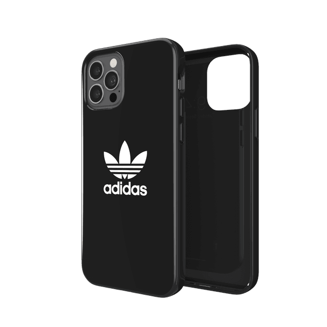 adidas snap apple iphone 12 12 pro trefoil case back cover w trefoil design scratch drop protection w tpu bumper wireless charging compatible black