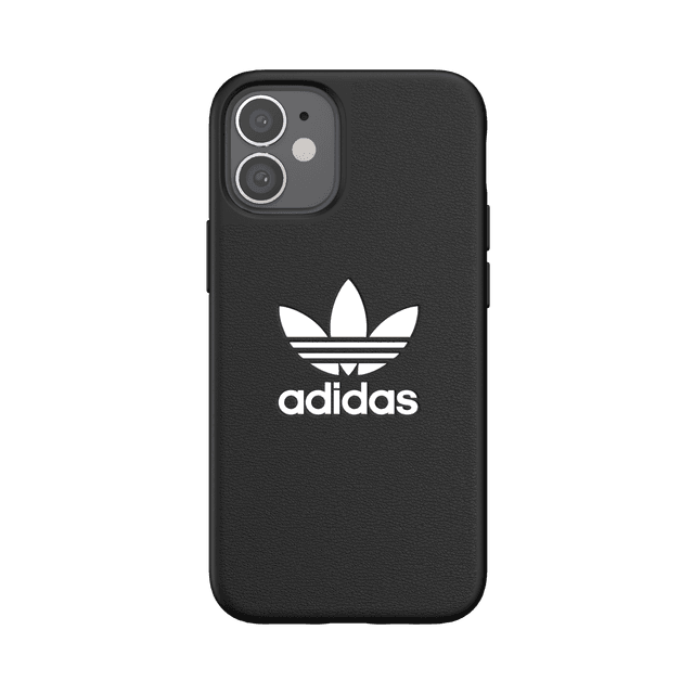 adidas originals apple iphone 12 mini basic moulded case back cover w trefoil design scratch drop protection w tpu bumper wireless charging compatible black white