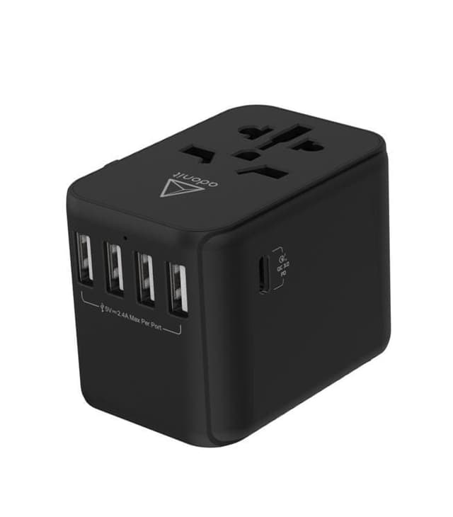 adonit universal adapter 4a1c international wall charger pd 30w 4 usb a 1 usb c black