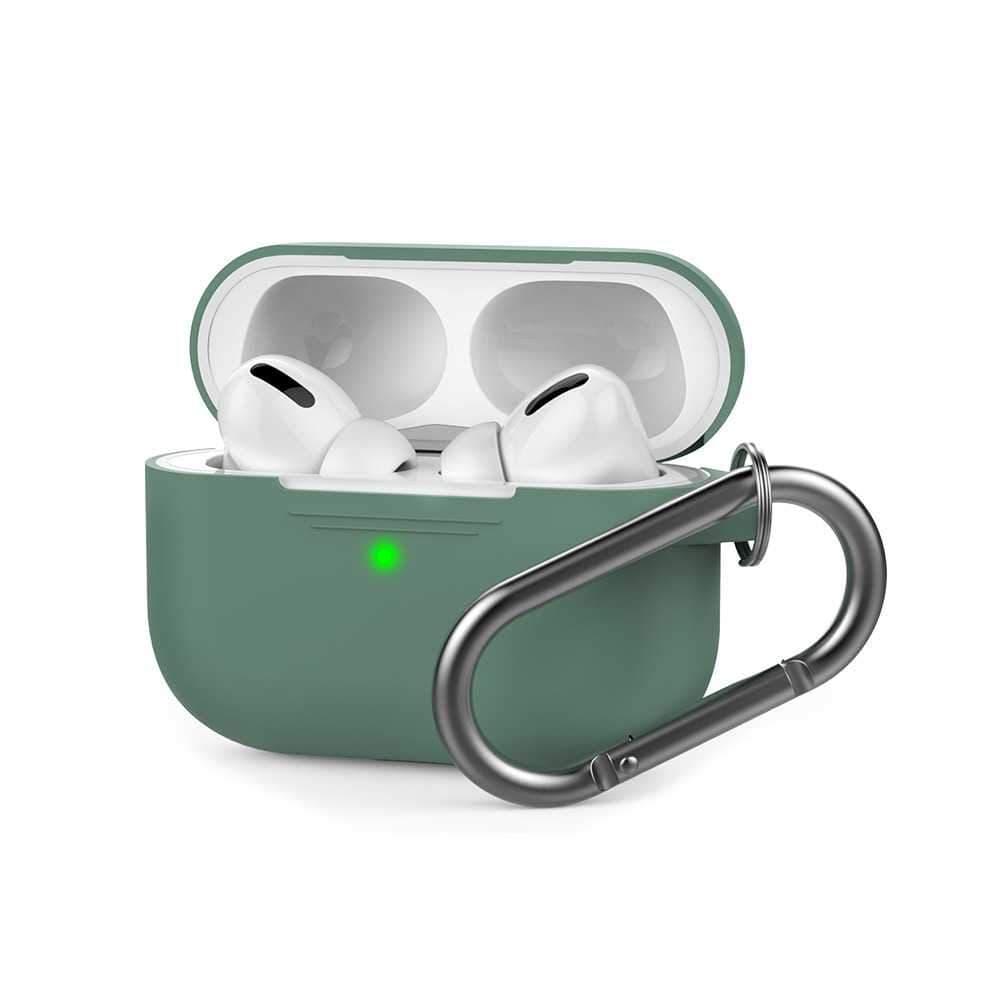 ahastyle full cover silicone keychain case for airpods pro midnight green