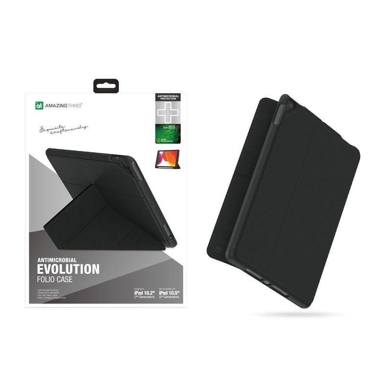 AMAZINGTHING at anti bacterial protection evolution folio case for ipad 10 2 7th gen 10 5 3rd gen 2019 black