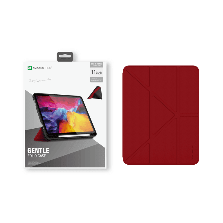 AMAZINGTHING at gentle folio case for ipad pro 11 2020 with pencil holder red