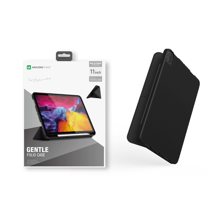 AMAZINGTHING at gentle folio case for ipad pro 11 2020 with pencil holder black